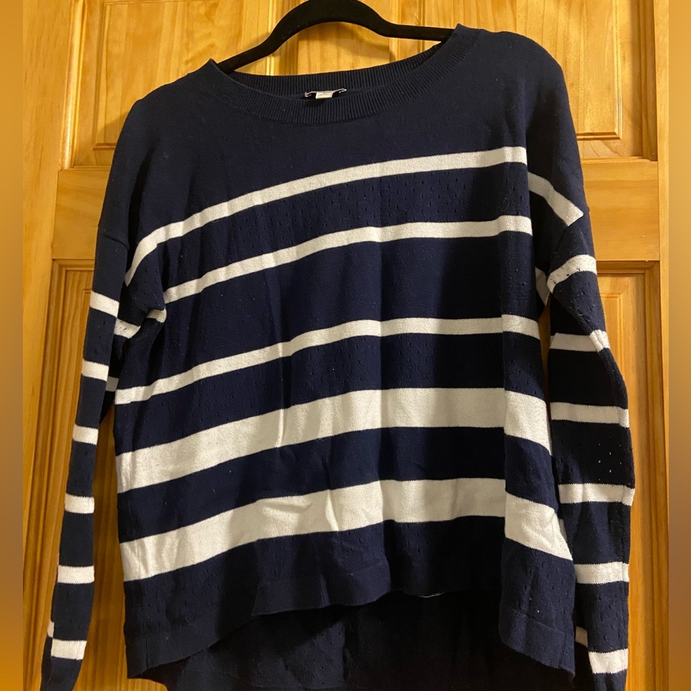 Striped navy blue and white sweater gap